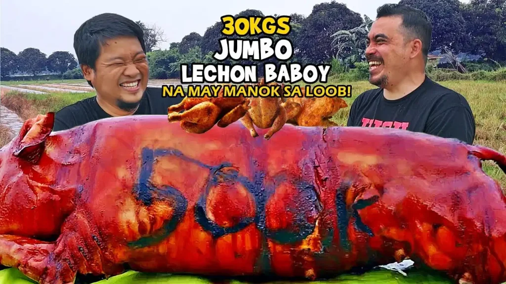 30kg Jumbo Lechon Baboy na May 4 na Manok sa Loob Para sa 500K Subs! - 30kg jumbo lechon baboy